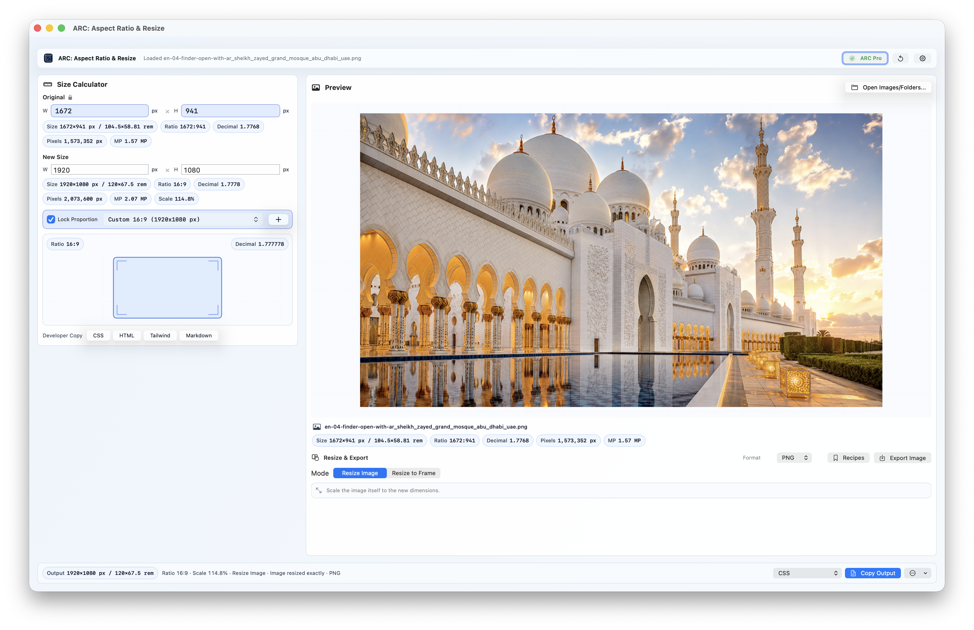 Raw version 2.4 app screenshot showing Finder Open With and multi-image workflow choices.